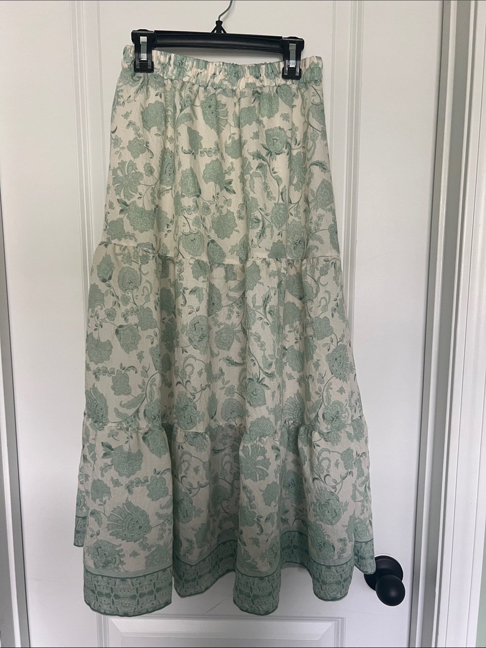 Blu Pepper Sage Green Floral Tiered Maxi Skirt - Picture 3 of 3
